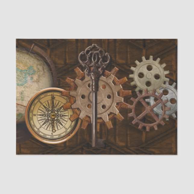 Papel De Seda Ursos Steampunk na Design Geométrica com Olho de C (Frente )