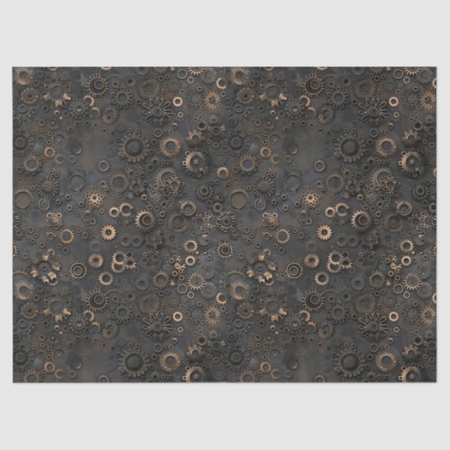Papel De Seda Ursos Steampunk, Padrão Metálico Rusty para Deslig (Frente )