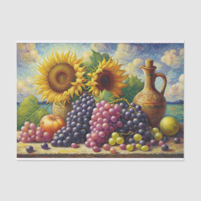 Papel De Seda Uvas e Girassóis Folha de Óleo (Frente )