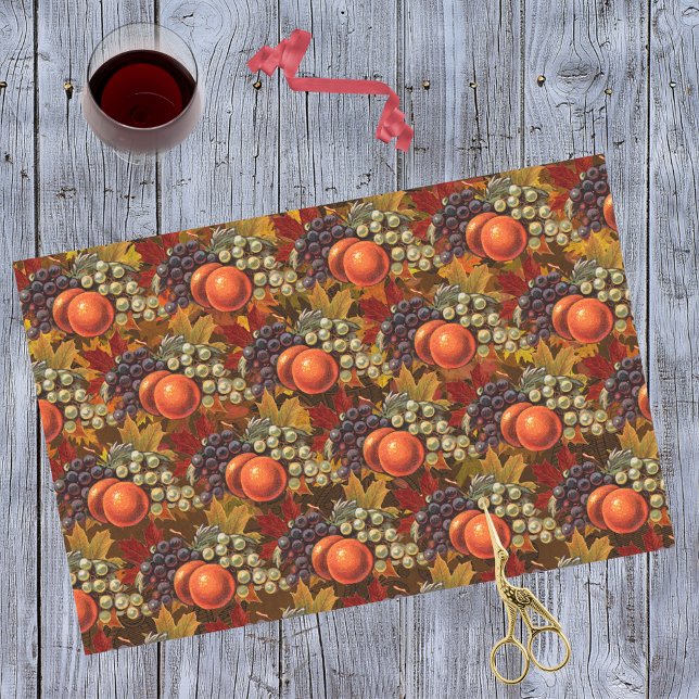 Papel De Seda Uvas e Maçãs do outono - Colheita Abundante (Criador carregado)