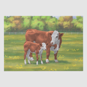 Papel De Seda Vaca Angus Negra e Vitelo Negra em Pastagem de Ver