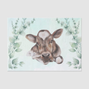 Papel De Seda Vaca Aquarela Calf Eucalyptus