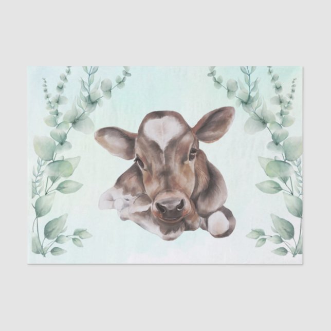 Papel De Seda Vaca Aquarela Calf Eucalyptus (Frente )