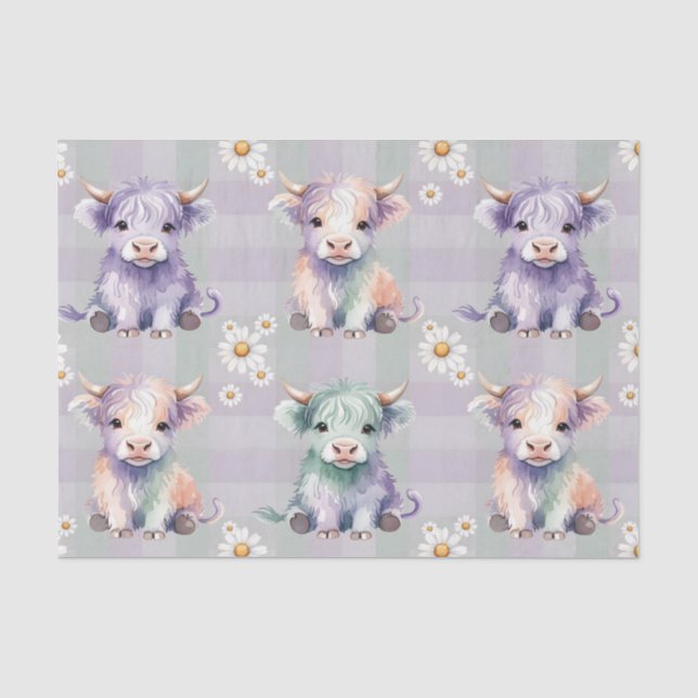 Papel De Seda Vaca das Terras Altas da Páscoa Flores de Margarid (Frente )