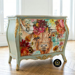 Papel De Seda Vaca das Terras Altas Decoupage Rústico Boho Casa