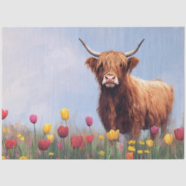 Papel De Seda Vaca das Terras Altas em Decoupage de Campo de Tul