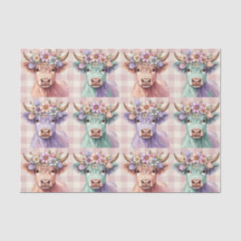 Papel De Seda Vaca das Terras Altas Flores de Páscoa em Pastel