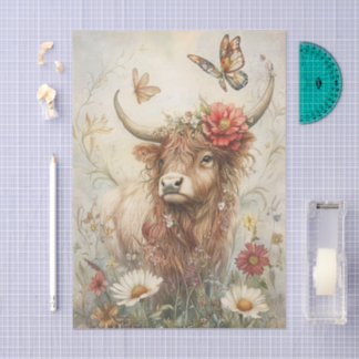 Papel De Seda Vaca das Terras Altas Rústica Com Decoupage de Bor