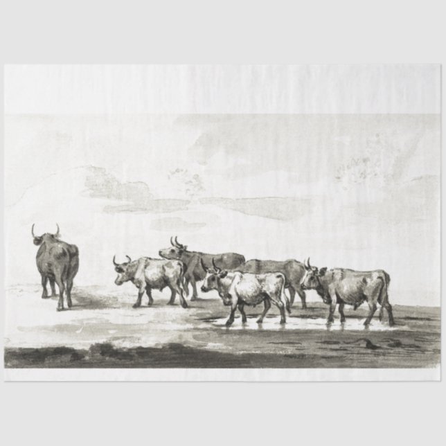 Papel De Seda Vaca de Fazenda de Ephemera Decoupage de Bulls (Frente )