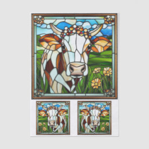 Papel De Seda Vaca de Vidro Pintado com Coroa Floral EK9R Decoup