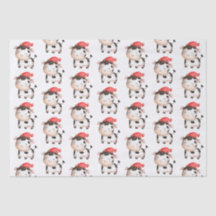 Vaca feliz em um chapéu vermelho