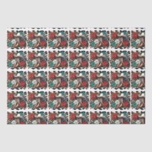 Papel De Seda Vaca Floral do Cowboy Ocidental Esconde o Natal