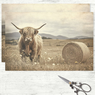 Papel De Seda Vaca Highland em uma Dissociação de Campo Hay