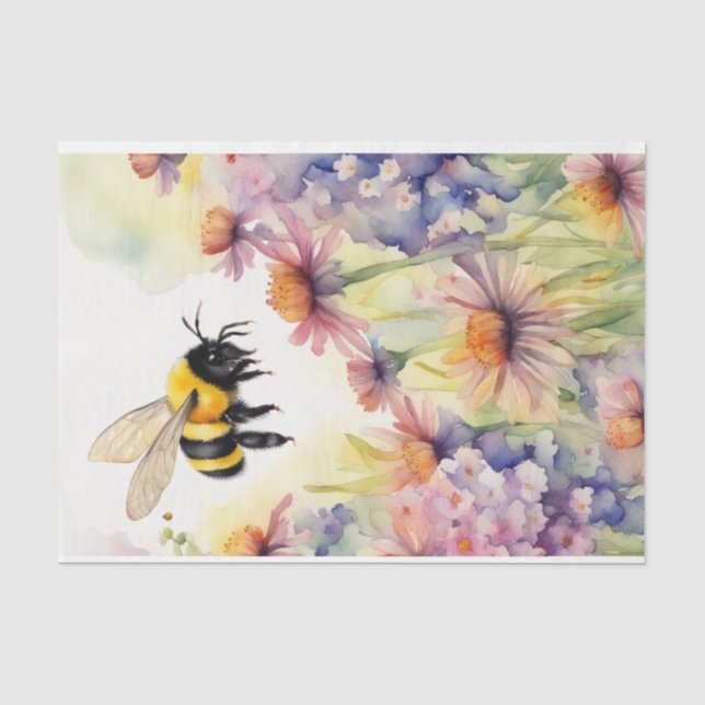 Papel De Seda Vaca Leiteira de Aquarela com Decoupage de Flores (Frente )