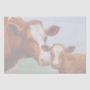 Papel De Seda Vaca-Mãe-Guernsey e Feno-Feno