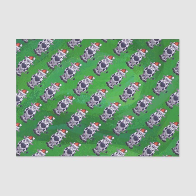Papel De Seda Vaca Natal Em Verde (Frente )