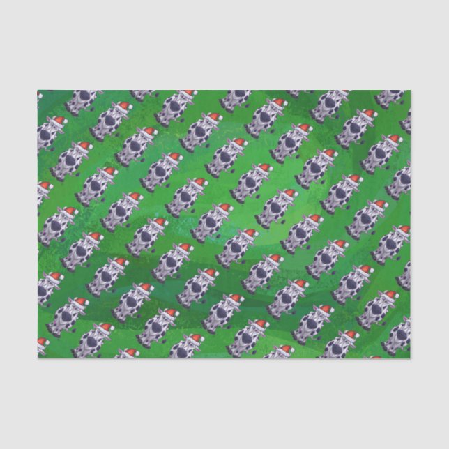 Papel De Seda Vaca Natal Em Verde (Frente )