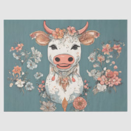 Papel De Seda Vaca Whimsical com Flores