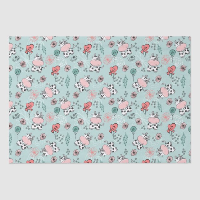 Papel De Seda Vacas de Fazenda de País Bonito (Frente )