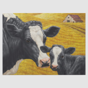 Papel De Seda Vacas de Holstein e Velho Pão de Madeira