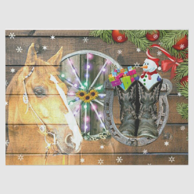 Papel De Seda Vagão de Cavalo de Natal Roda Cowboy Boots Garland (Frente )