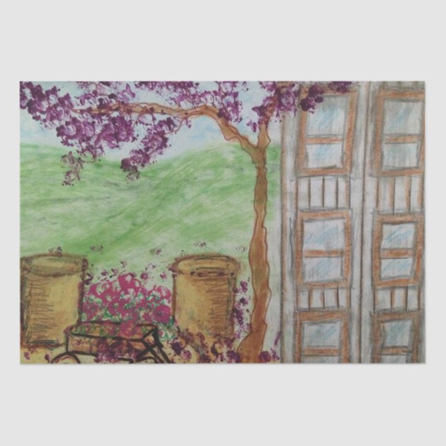 Papel De Seda Vagão Pequeno com Blooms (Frente )