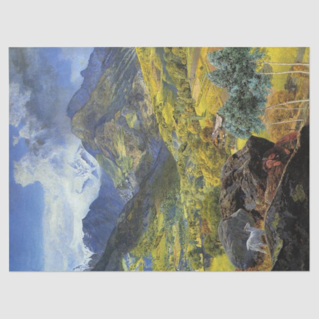 Papel De Seda Val d'Aosta (paisagem alpina majestosa italiana) (Frente )