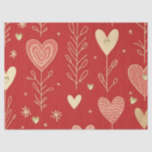 Valentine heart floral tissue paper