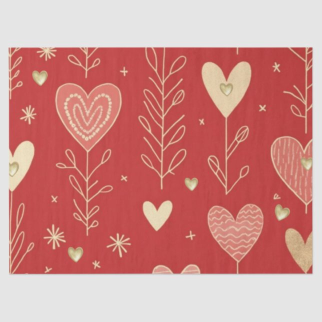 Papel De Seda Valentine heart floral tissue paper (Frente )