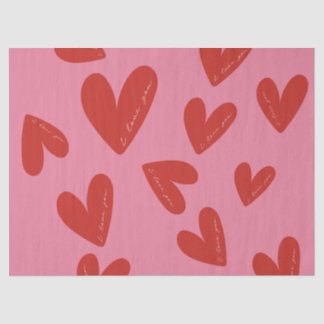 Papel De Seda Valentine's Day Modern Red & Pink Hearts Script