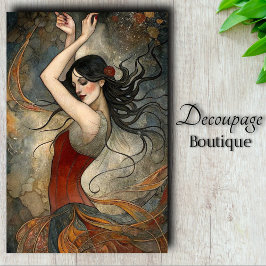Papel De Seda Valsa Caprichosa Sonho Art Nouveau em Ferrugem e P