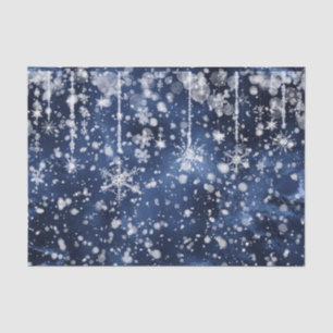 Papel De Seda Valsa dos Flocos de Neve Neve Profunda Azul