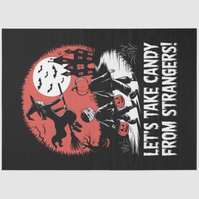 Papel De Seda Vamos Pegue doce do Dia de as Bruxas engraçado de  (Frente )