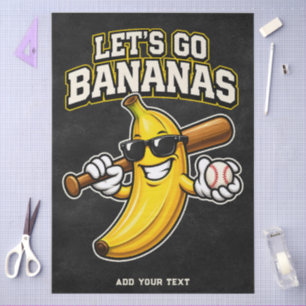 Papel De Seda Vamos Torcer Bananas Beisebol Retrô Banana Engraça