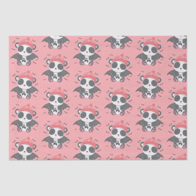Papel De Seda Vampiro bonito Panda Bats Fantasma Rosa Halloween (Frente )