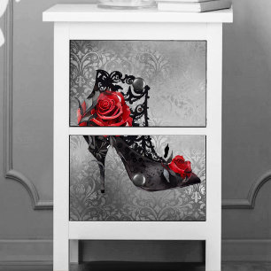 Papel De Seda Vampy Vogue Grunge Rosas Stiletto Lace Bootie