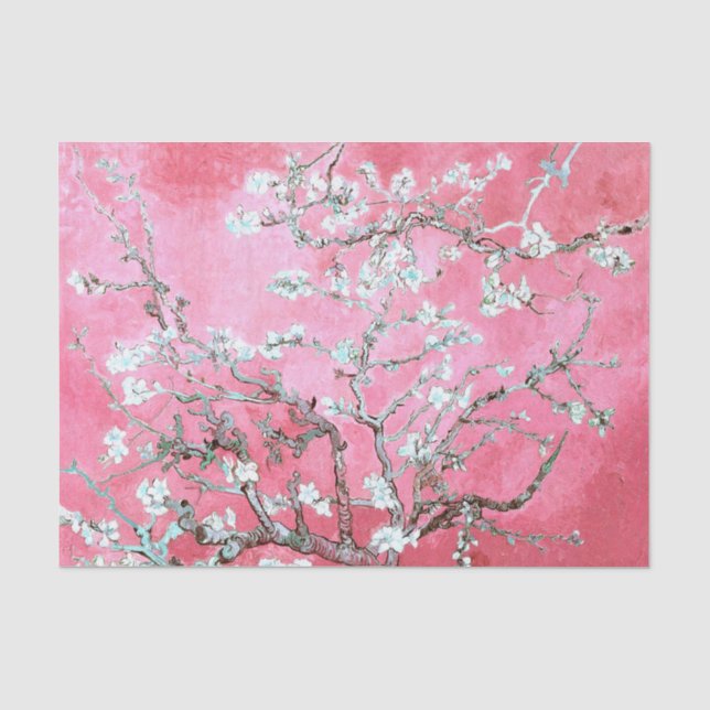 Papel De Seda Van Gogh Almond Blossomo Azul Rosa (Frente )