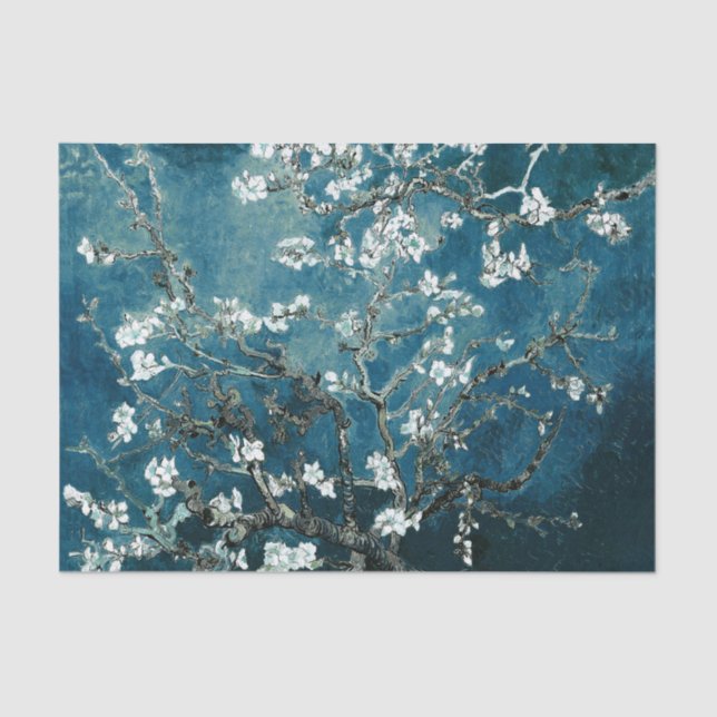 Papel De Seda Van Gogh Almond Blossoms : Teal Escuro (Frente )