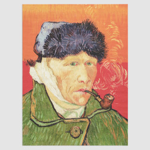 Papel De Seda Van Gogh - Autorretrato com Ouvido e Pipe Bandados