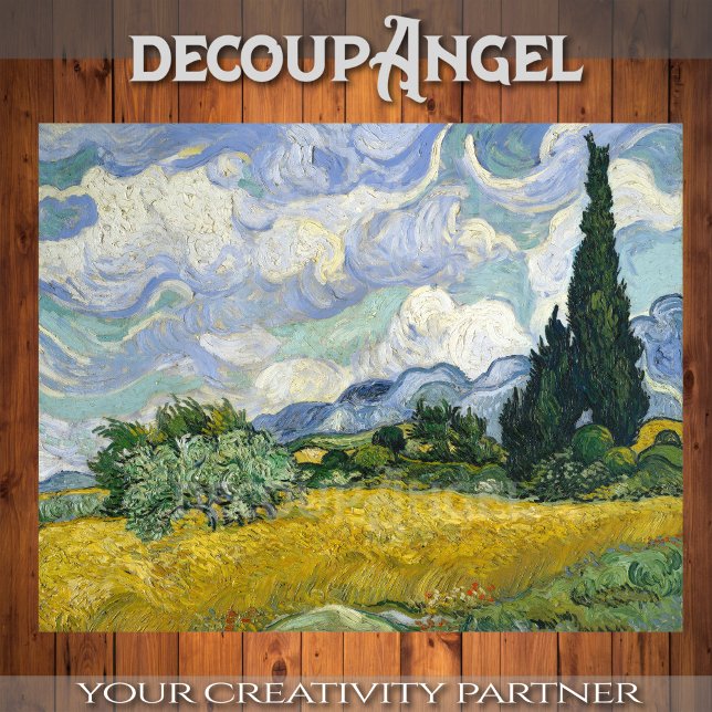 Papel De Seda Van Gogh - Campo de Trigo com Separação de Cipras (Criador carregado)