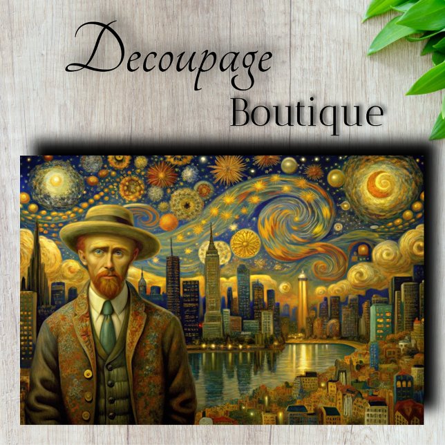Papel De Seda Van Gogh Cidade Moderna Decoupage (Van Gogh Modern City Decoupage Tissue Paper)
