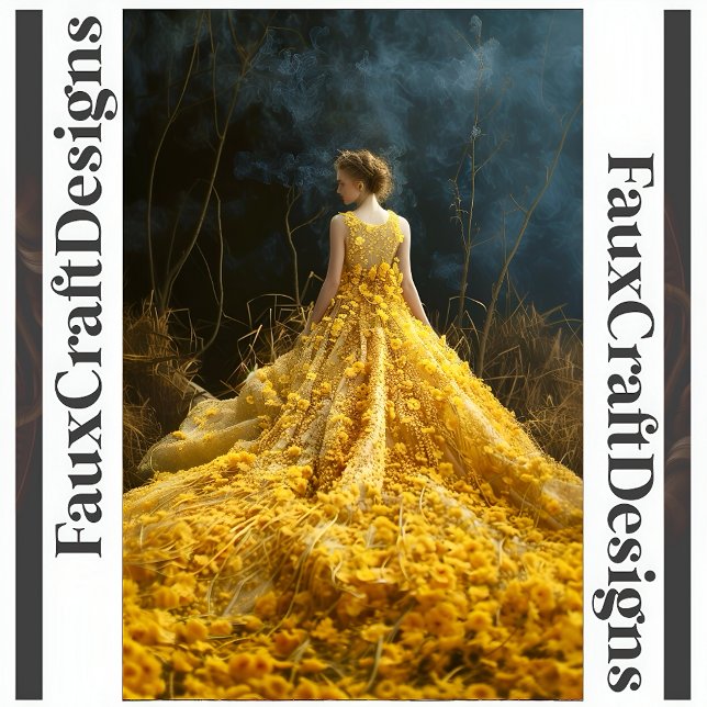 Papel De Seda Vanguarda Vestido Amarelo Flor Esquerda Decoupage  (Criador carregado)