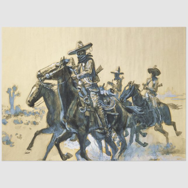 Papel De Seda "Vaqueros" Arte Ocidental de Charles M Russell (Frente )