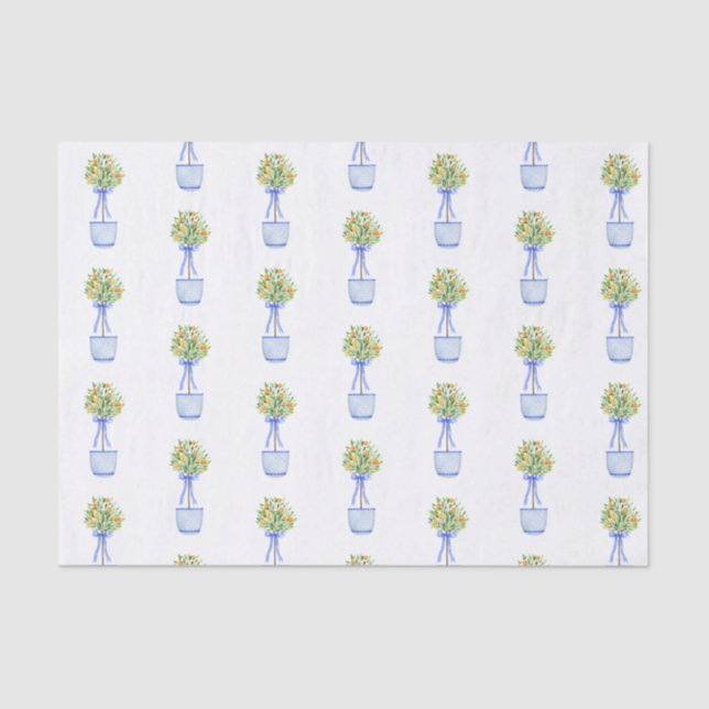 Papel De Seda Variável de Árvore Laranja de Quarela (Frente )