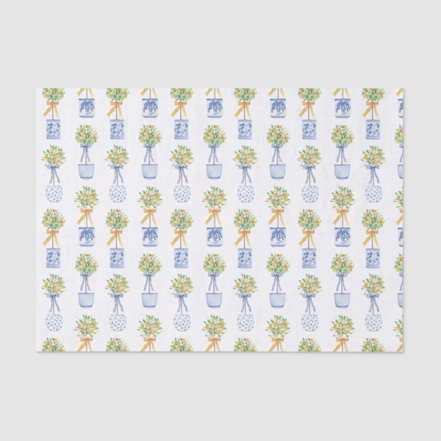 Papel De Seda Variável de Árvore Laranja de Quarela (Frente )