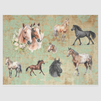 Papel De Seda Variedades de Cavalo para Decoupage, Fundo de Vint