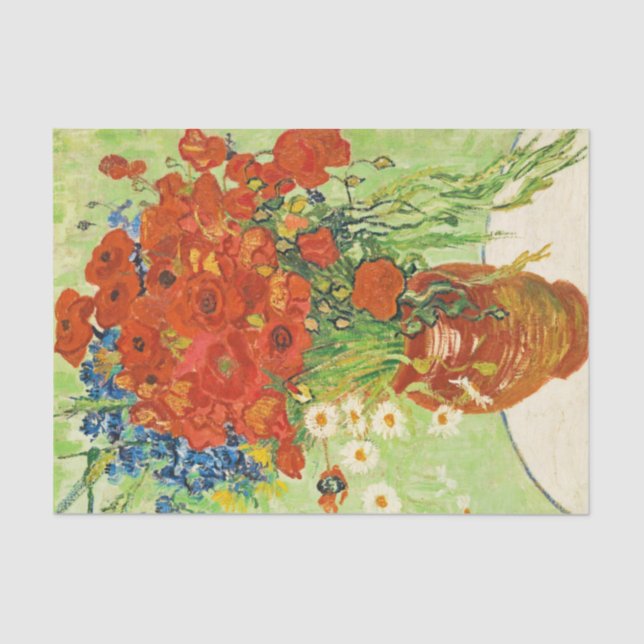 Papel De Seda Vase com Cornflower e Poppies, Van Gogh (Frente )