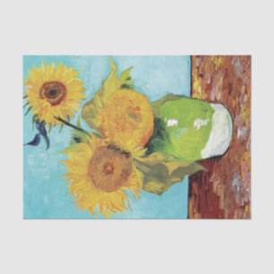 Papel De Seda Vase com Três Girassóis por Vincent Van Gogh