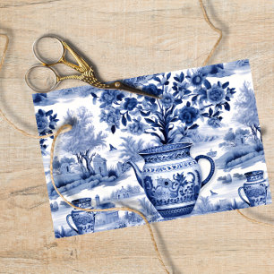 Papel De Seda Vase Floral de Dissociação Selvagem Azul