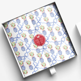 Papel De Seda Vases de Chinoiserie de Morangos Vermelhos e Arco 